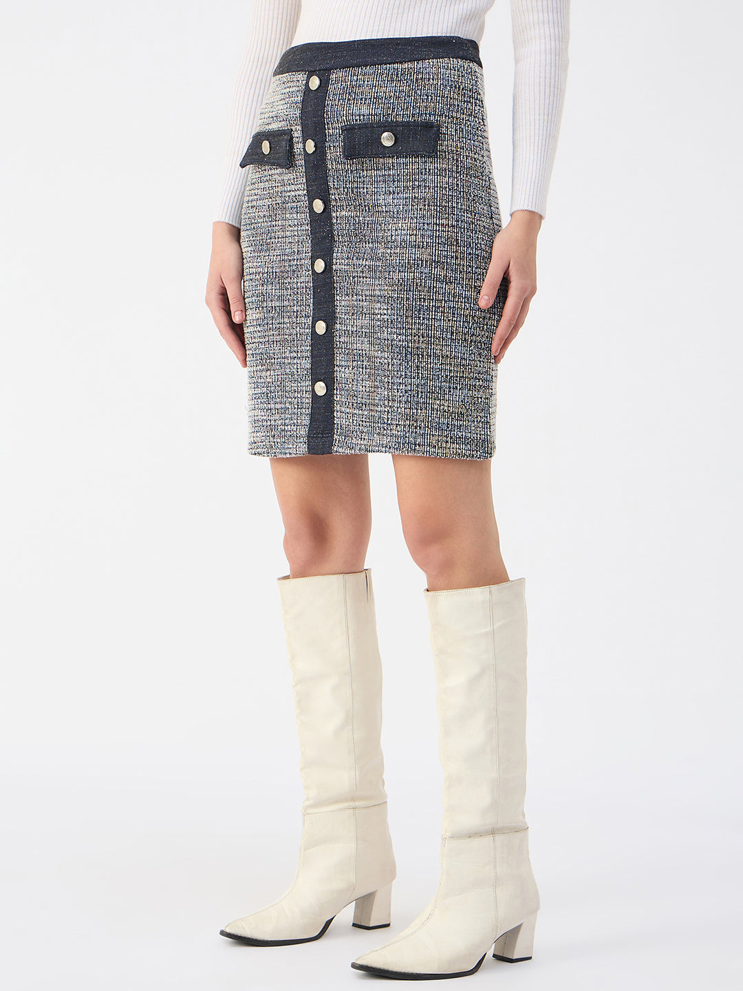 Iconic Women Blue Straight Fit Pencil Skirt