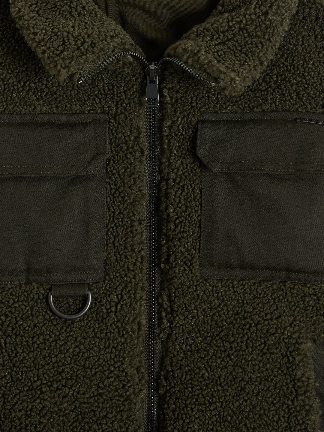 Antony Morato Boys Green Solid Spread Collar Full Sleeves Fleece Jacket