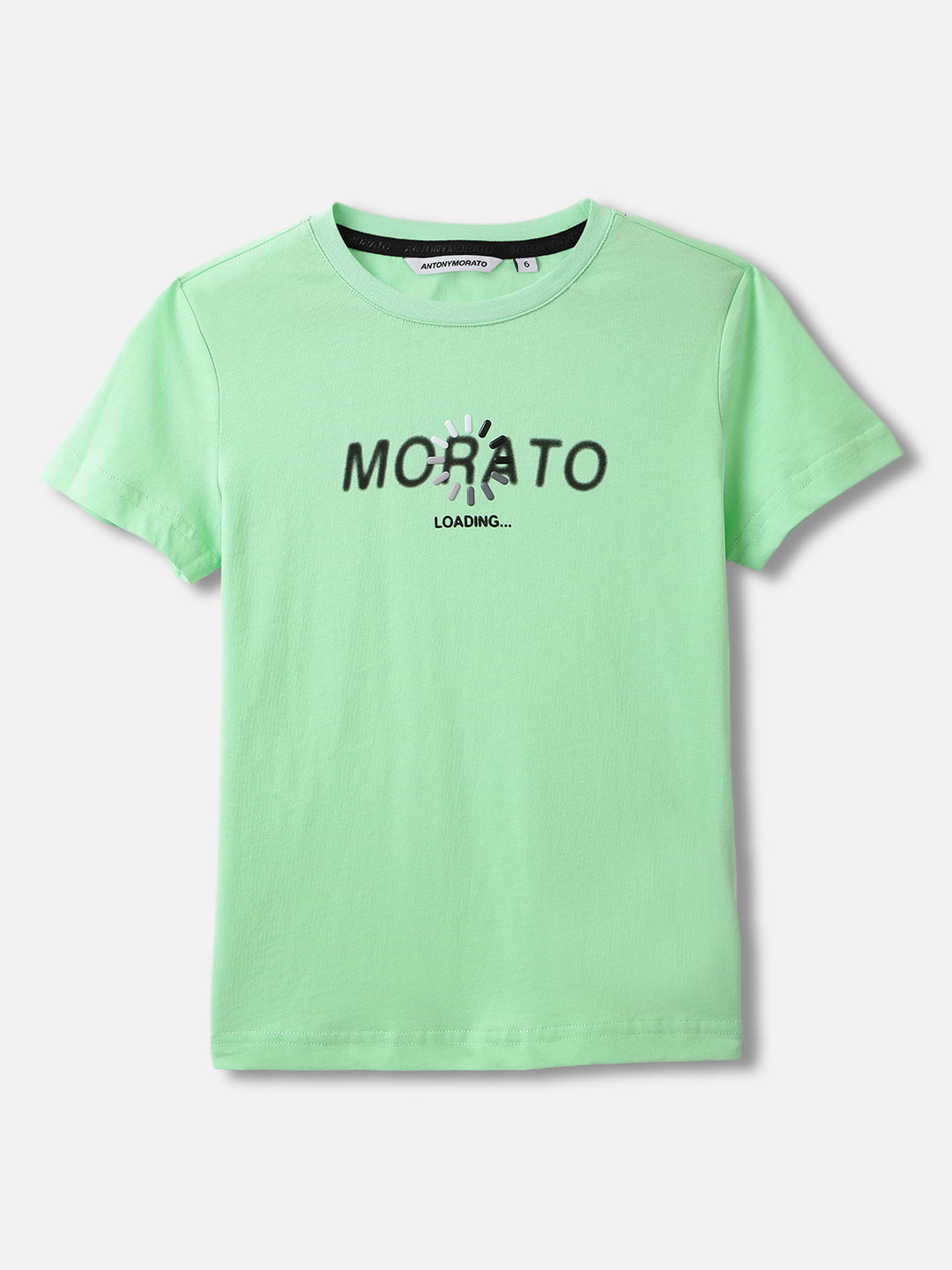 Antony Morato Boys Green Printed Round Neck Short Sleeves Tshirt