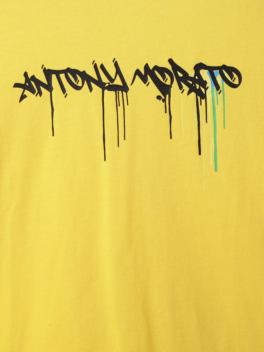 Antony Morato Boys Yellow Printed Round Neck Short Sleeves Tshirt