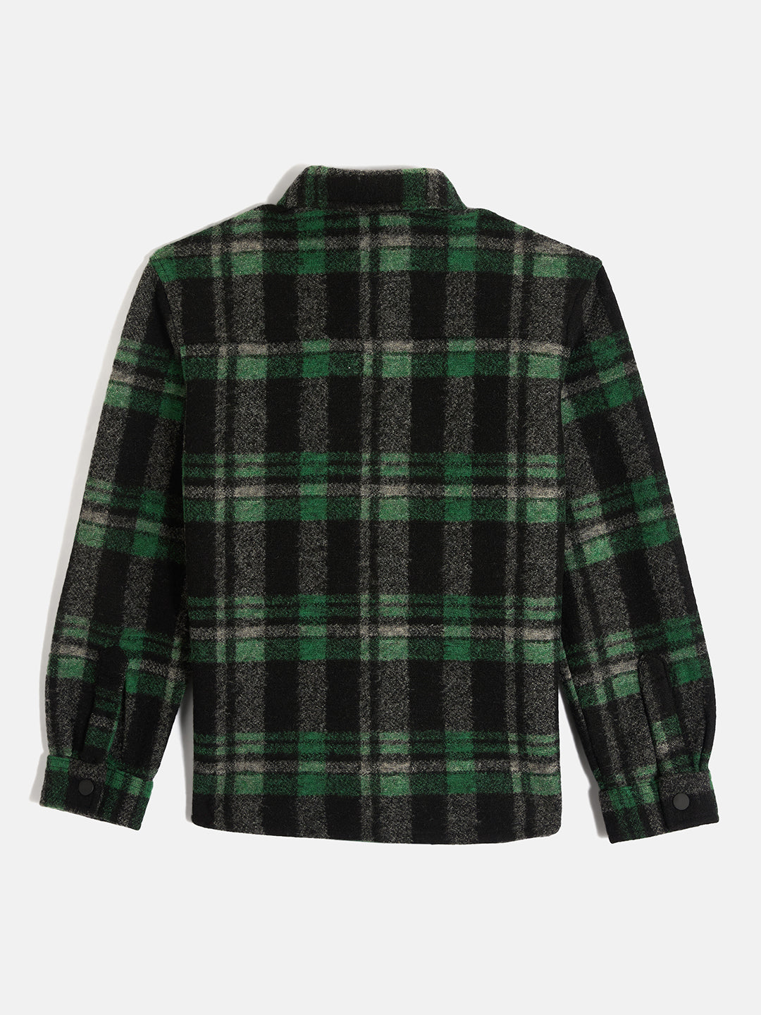 Antony Morato Boys Green Checked Spread Collar Full Sleeves Shirt