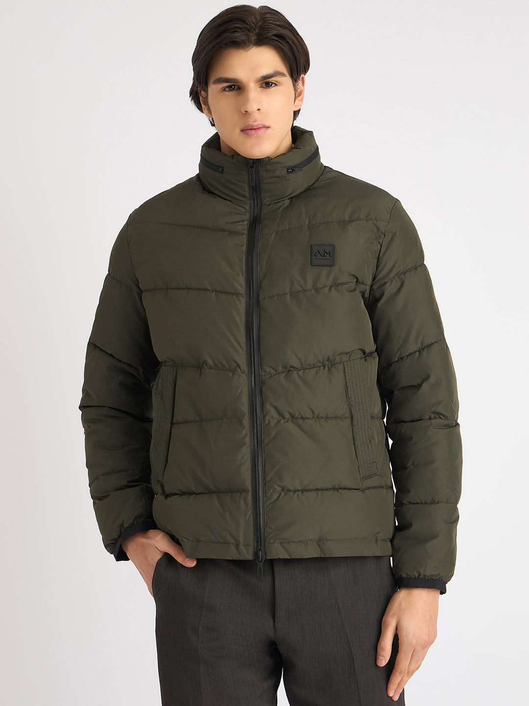 Antony Morato Men Green Solid Hooded Full Sleeves Puffer Jacket