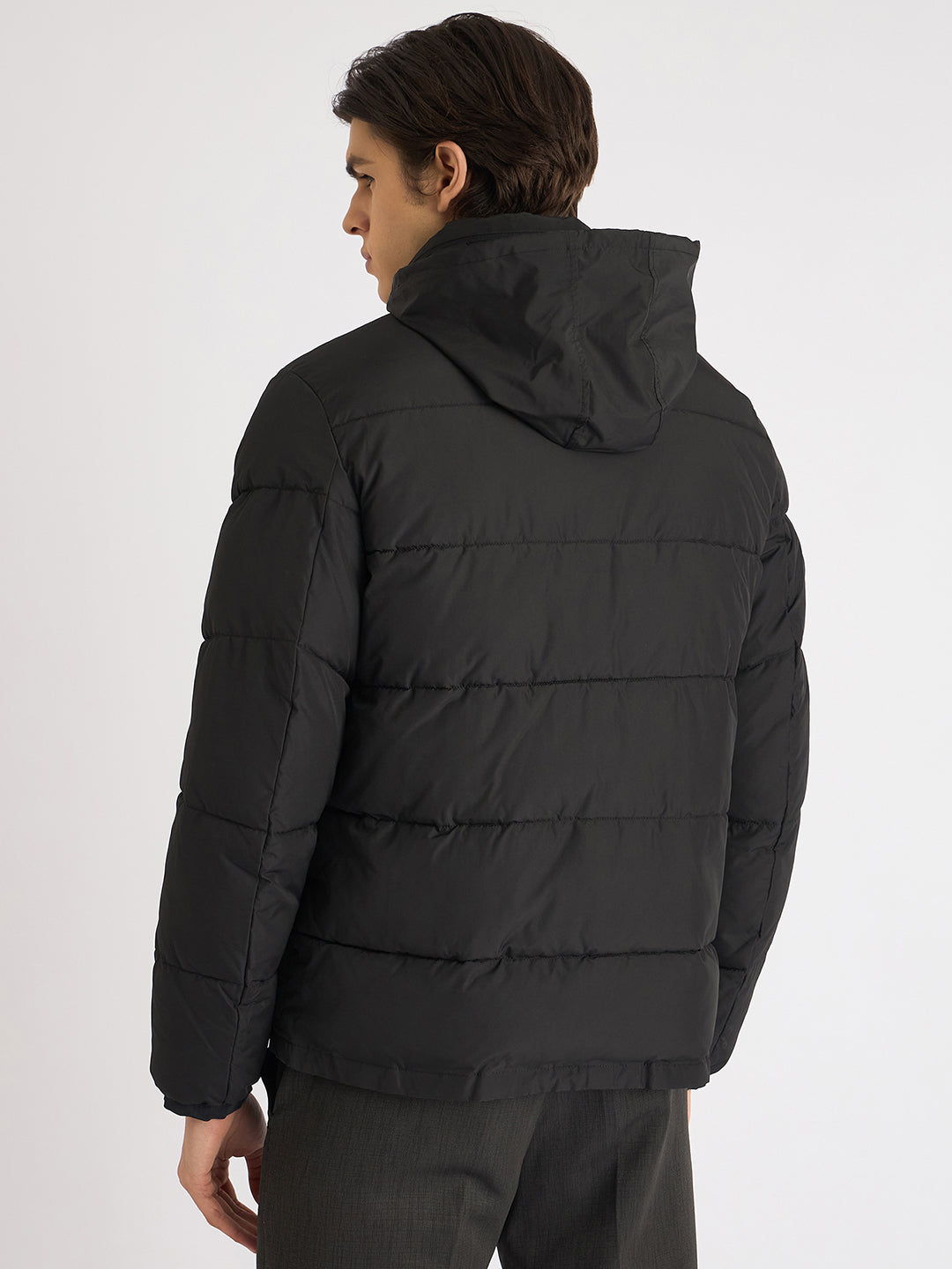 Antony Morato Men Black Solid Hooded Full Sleeves Puffer Jacket