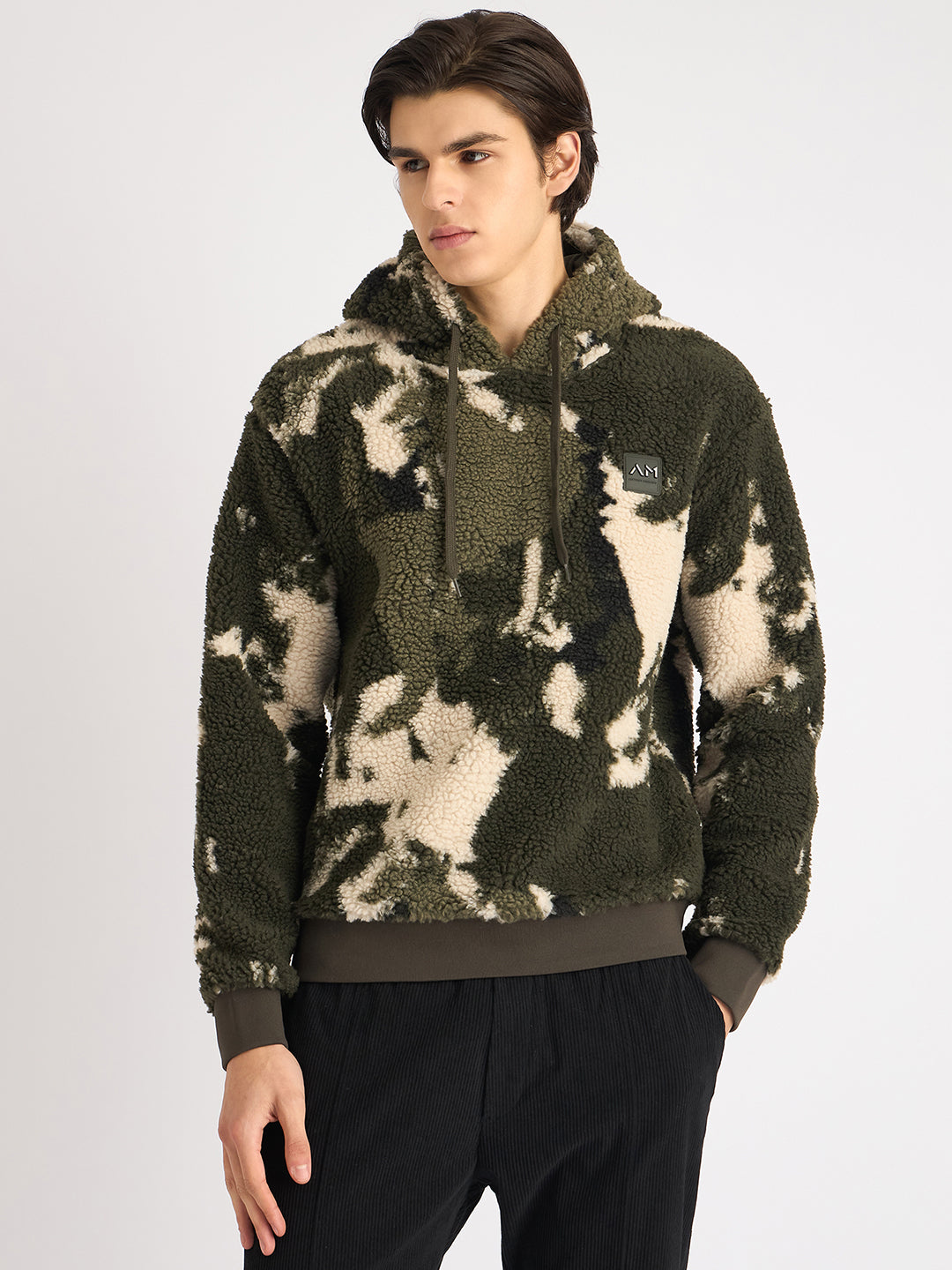 Shop Antony Morato Men Multi-Color Self Design Hooded Full Sleeves Fleece  Sweatshirt Online