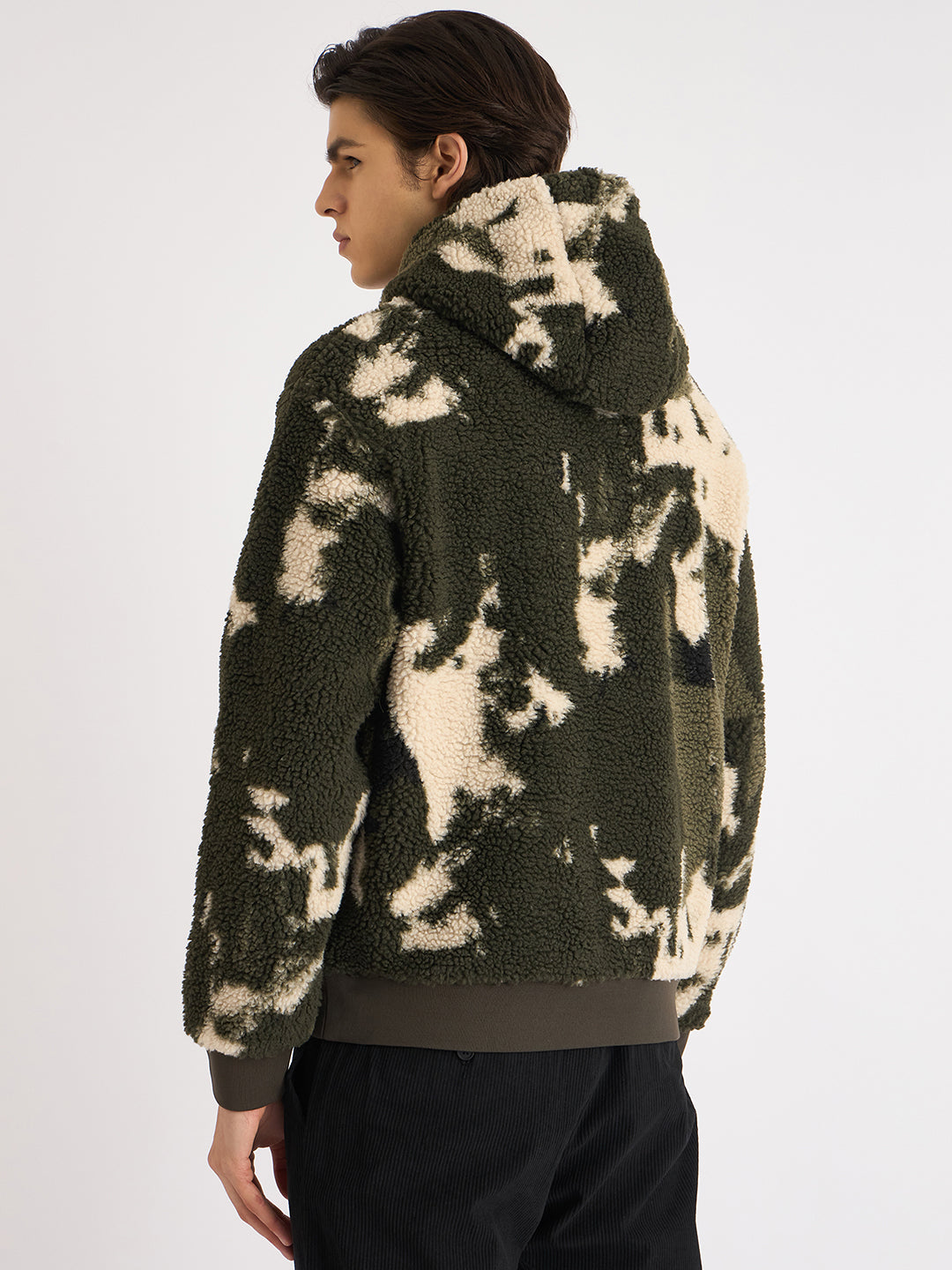 Antony Morato Men Multi-Color Self Design Hooded Full Sleeves Fleece Sweatshirt