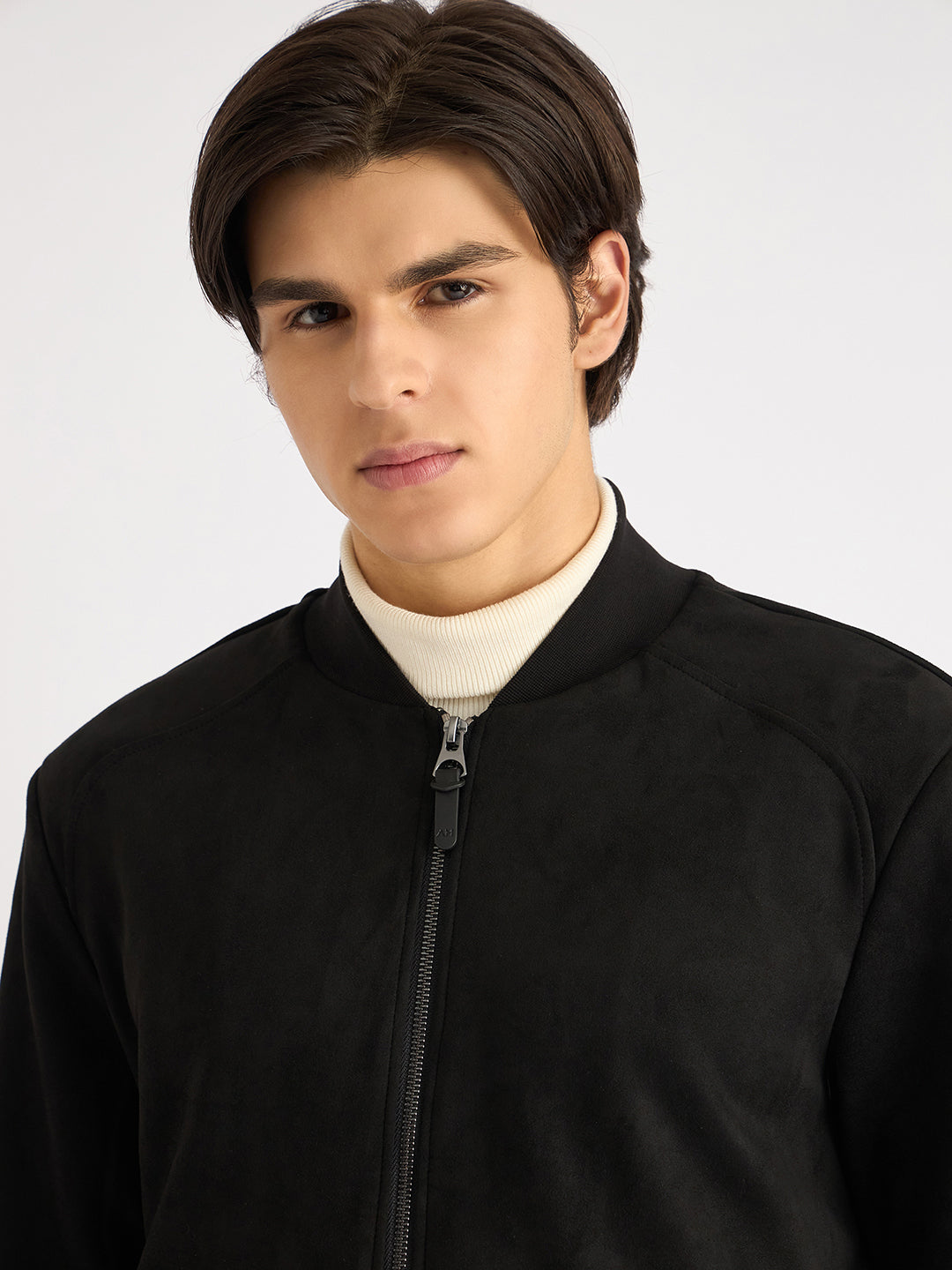 Antony Morato Men Black Solid Stand Collar Full Sleeves Sweatshirt