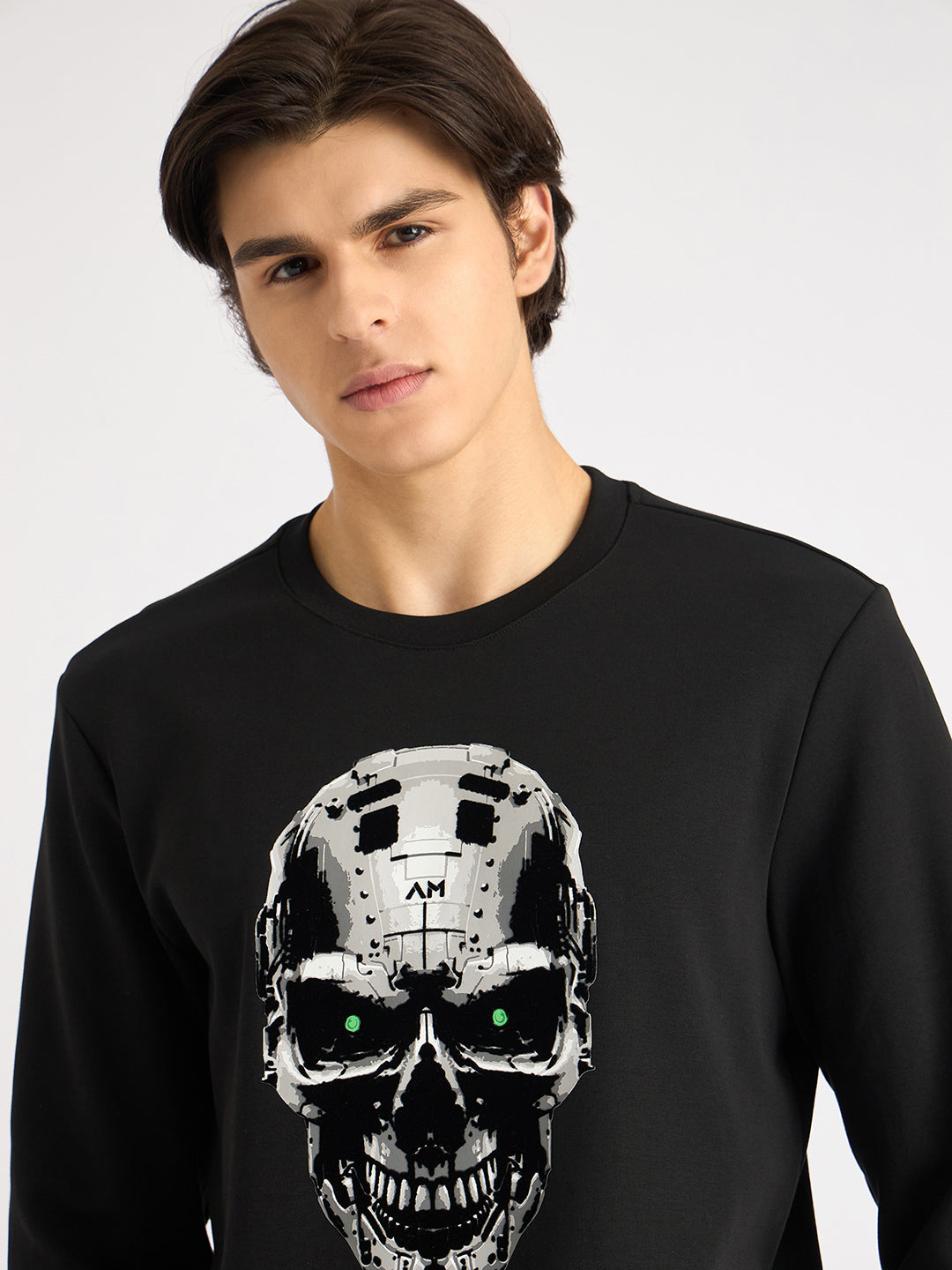 Antony Morato Men Black Printed Round Neck Full Sleeves Sweatshirt