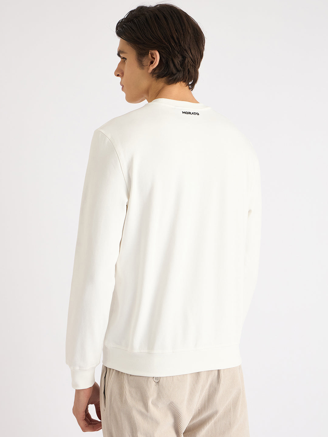 Antony Morato Men Cream Printed Round Neck Full Sleeves Sweatshirt