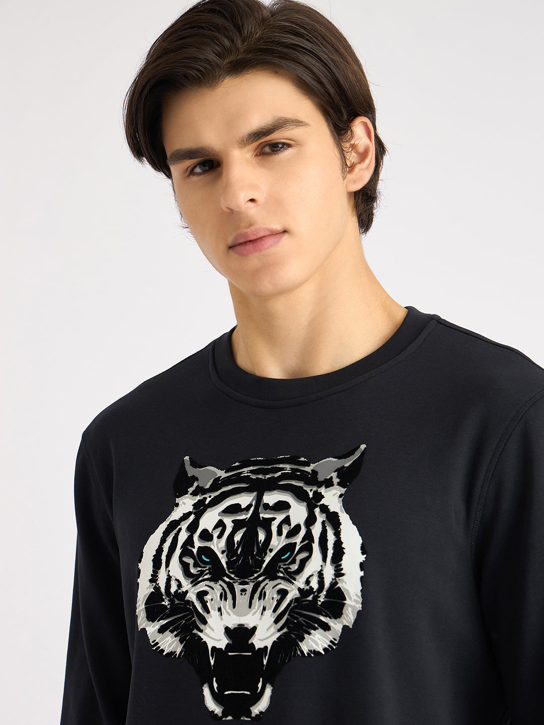 Antony Morato Men Blue Printed Round Neck Full Sleeves Sweatshirt