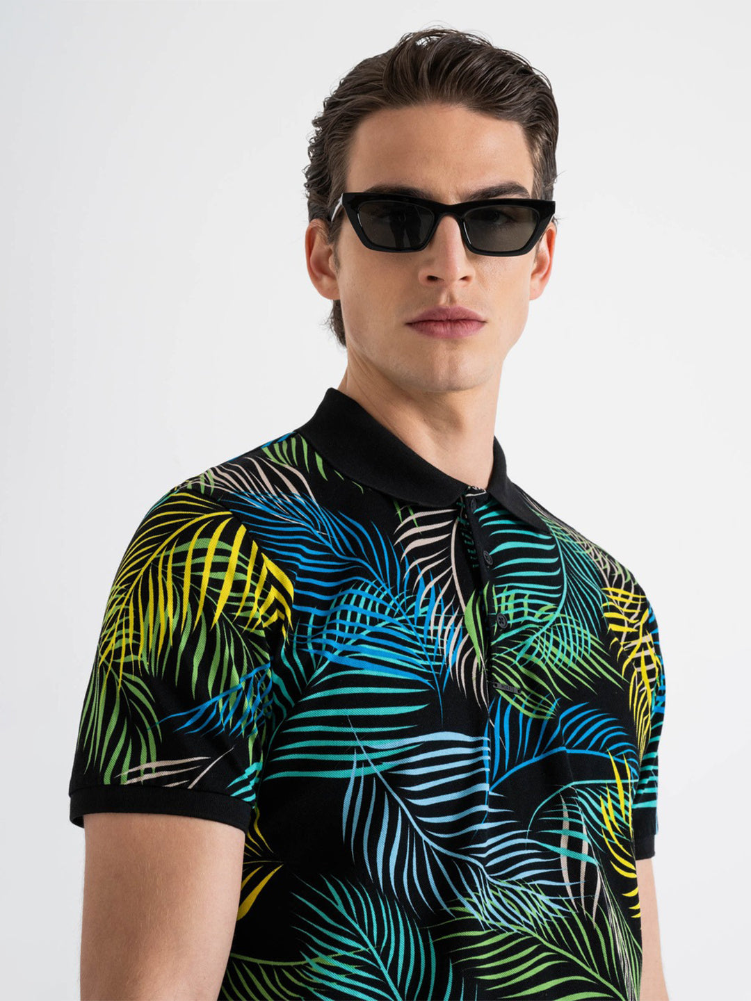 Antony Morato Men Black Printed Collared Short Sleeves Polo Tshirt