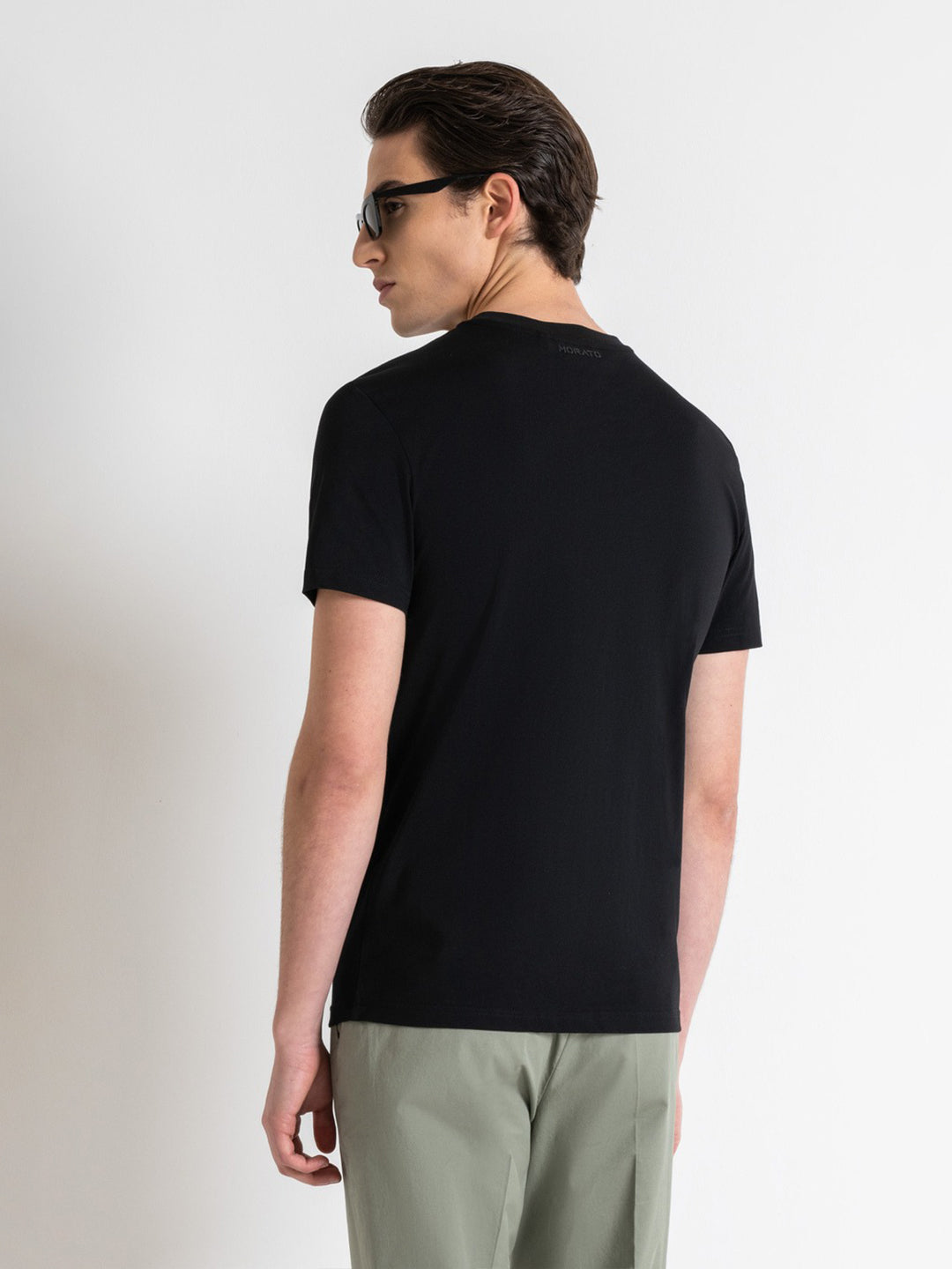 Antony Morato Men Black Printed Round Neck Short Sleeves Tshirt