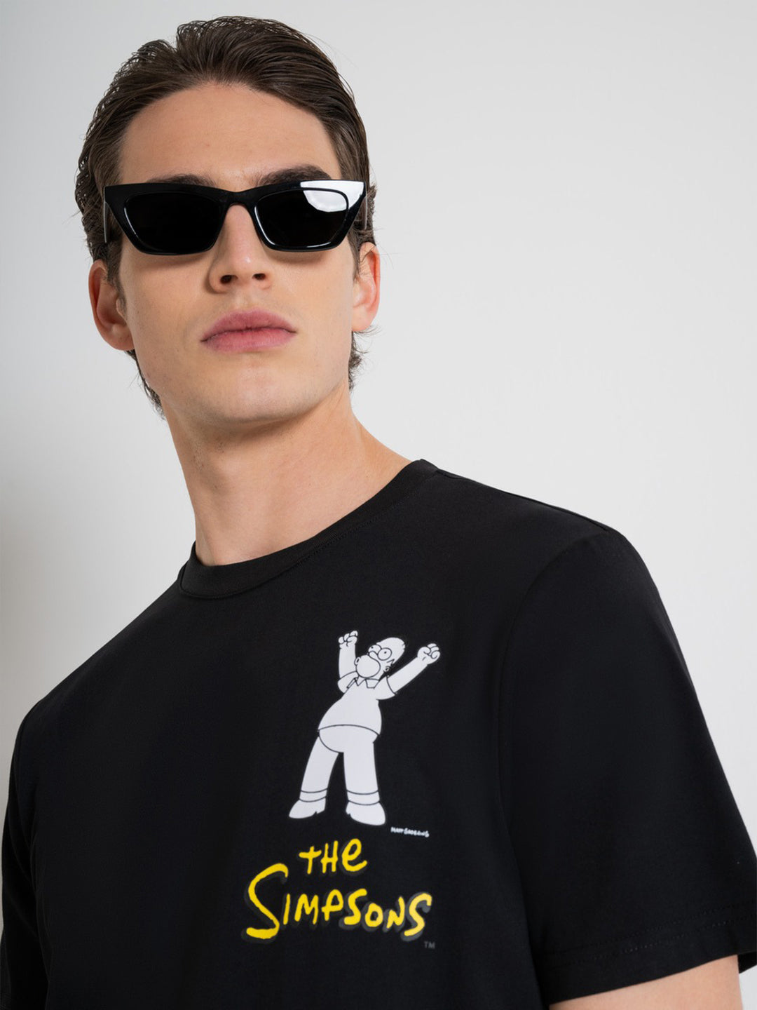 Antony Morato Men Black Printed Round Neck Short Sleeves Tshirt