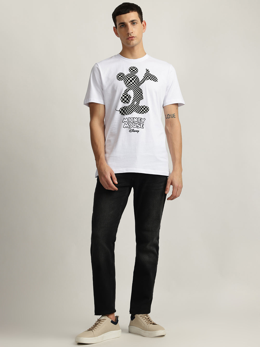 Antony Morato Men White Printed Round Neck Short Sleeves Tshirt