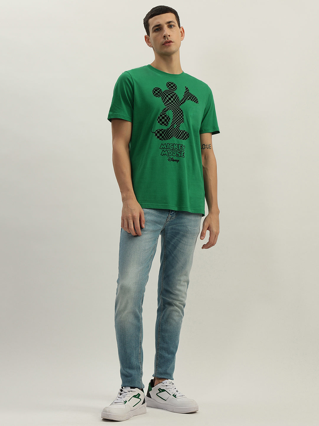 Antony Morato Men Green Printed Round Neck Short Sleeves Tshirt