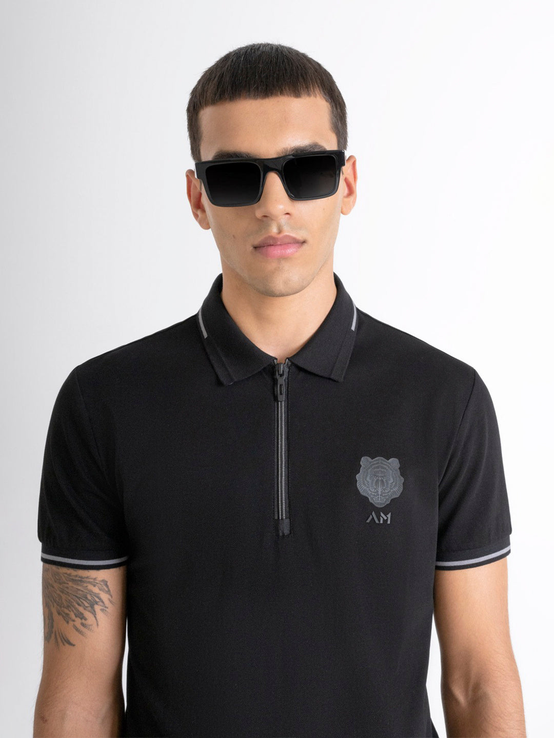 Antony Morato Men Black Solid Polo Collar Short Sleeves Tshirt