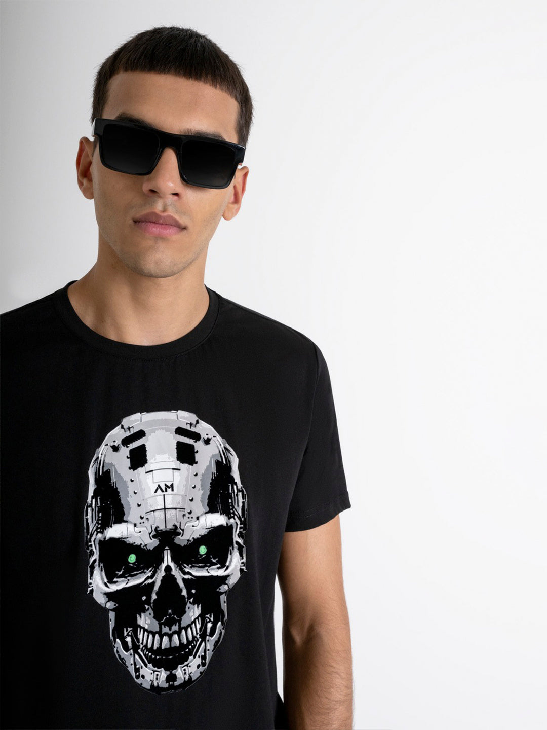 Antony Morato Men Black Printed Round Neck Short Sleeves Tshirt
