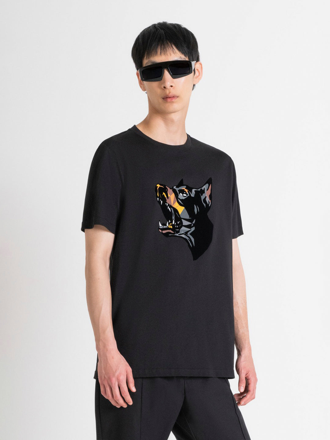 Antony Morato Men Black Printed Round Neck Short Sleeves Tshirt