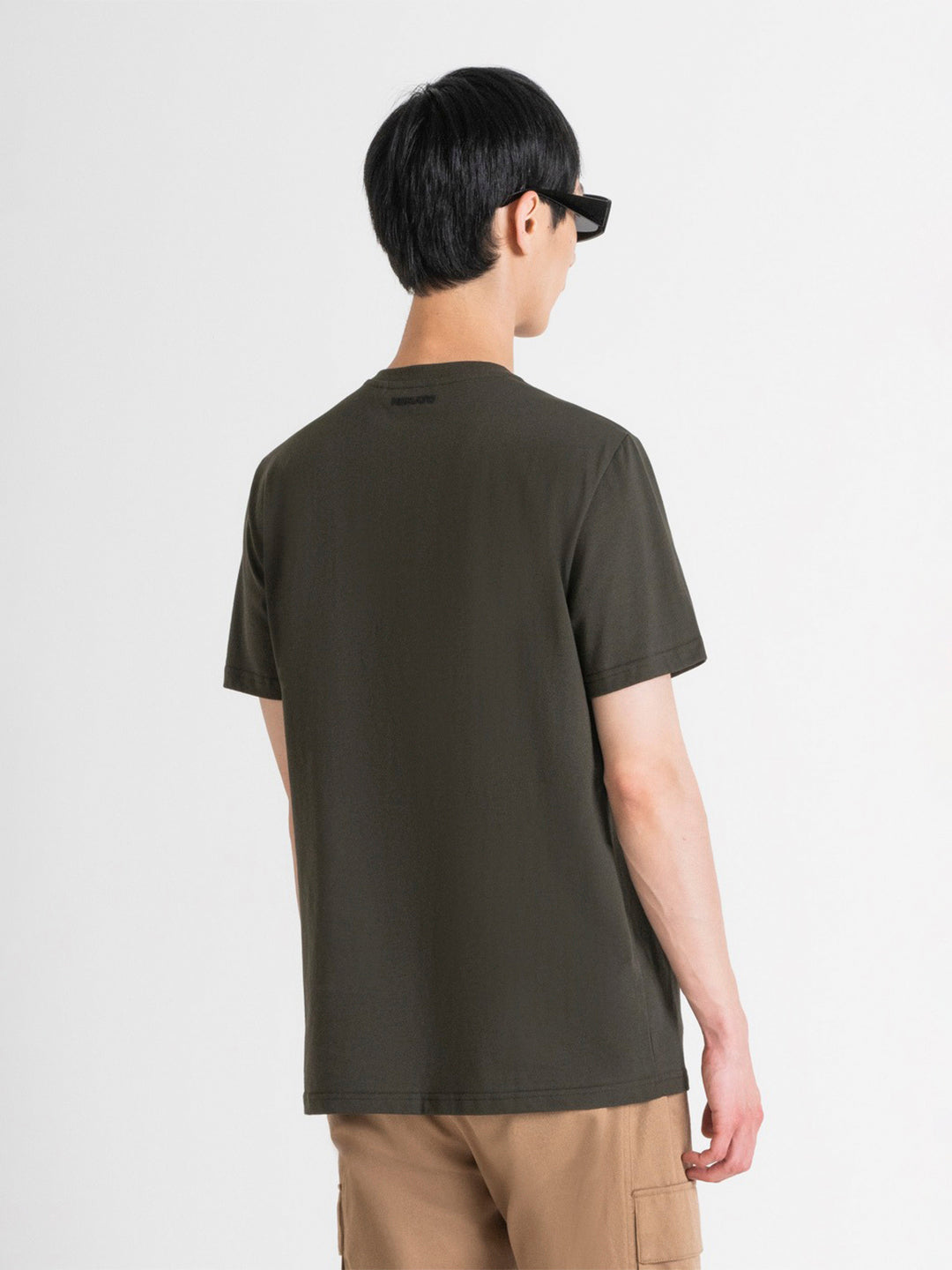 Antony Morato Men Green Printed Round Neck Short Sleeves Tshirt