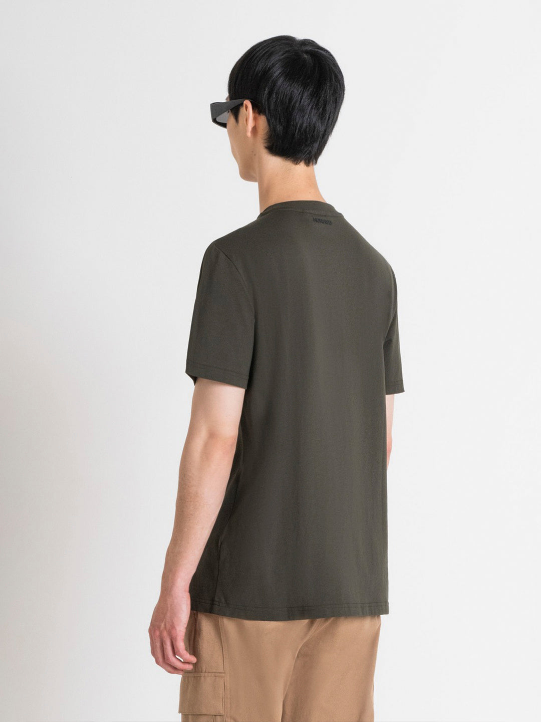 Antony Morato Men Green Printed Round Neck Short Sleeves Tshirt