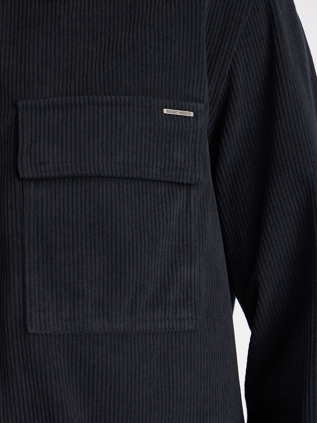 Antony Morato Men Blue Solid Spread Collar Full Sleeves Corduroy Shirt