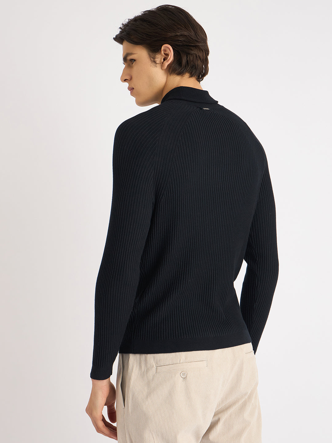 Antony Morato Men Blue Solid Turtle Neck Full Sleeves Sweater