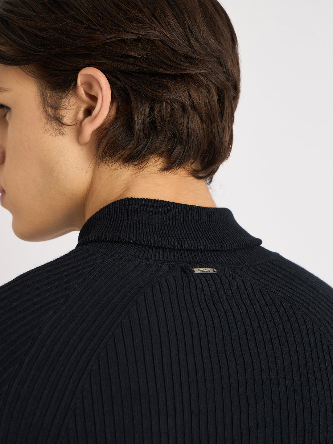 Antony Morato Men Blue Solid Turtle Neck Full Sleeves Sweater