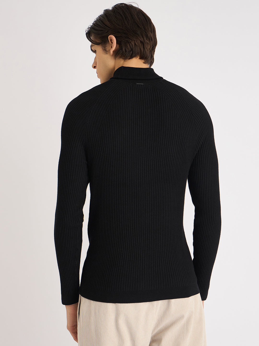 Antony Morato Men Black Solid Turtle Neck Full Sleeves Sweater