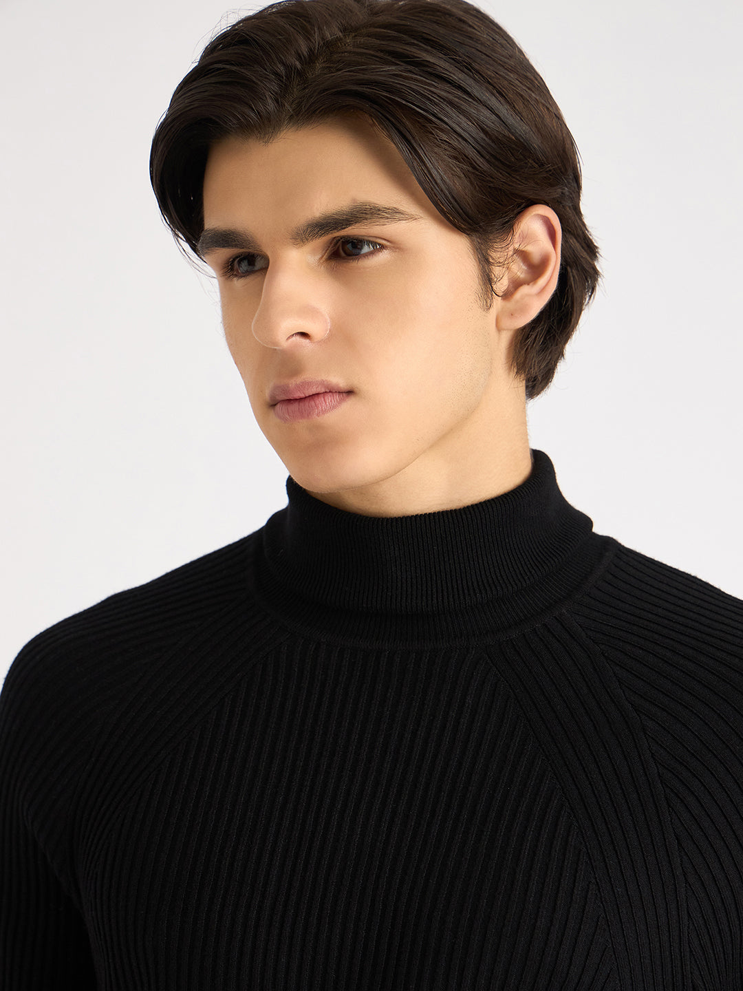 Antony Morato Men Black Solid Turtle Neck Full Sleeves Sweater