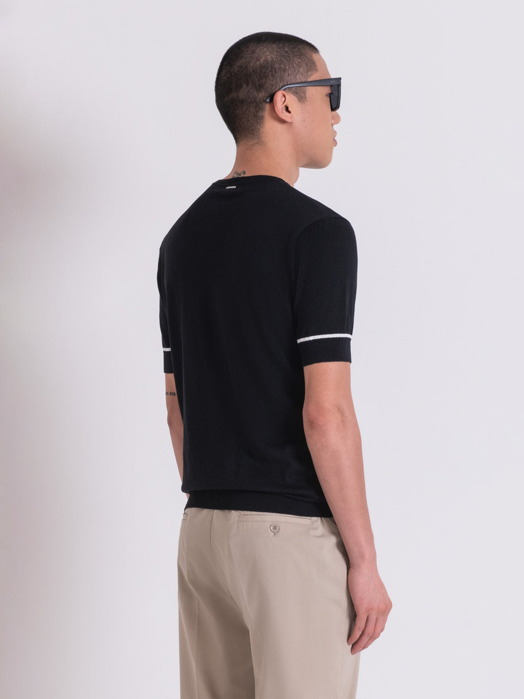 Antony Morato Men Black Solid Round Neck Short Sleeves Tshirt