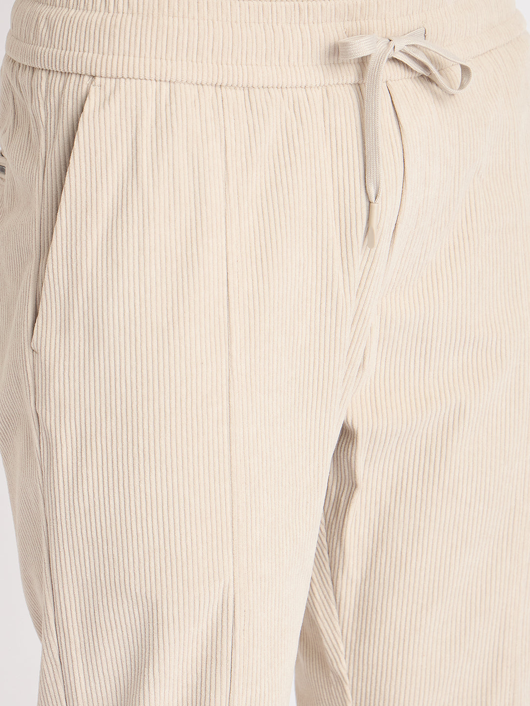 Antony Morato Men Beige Solid Slim Fit Corduroy Trouser