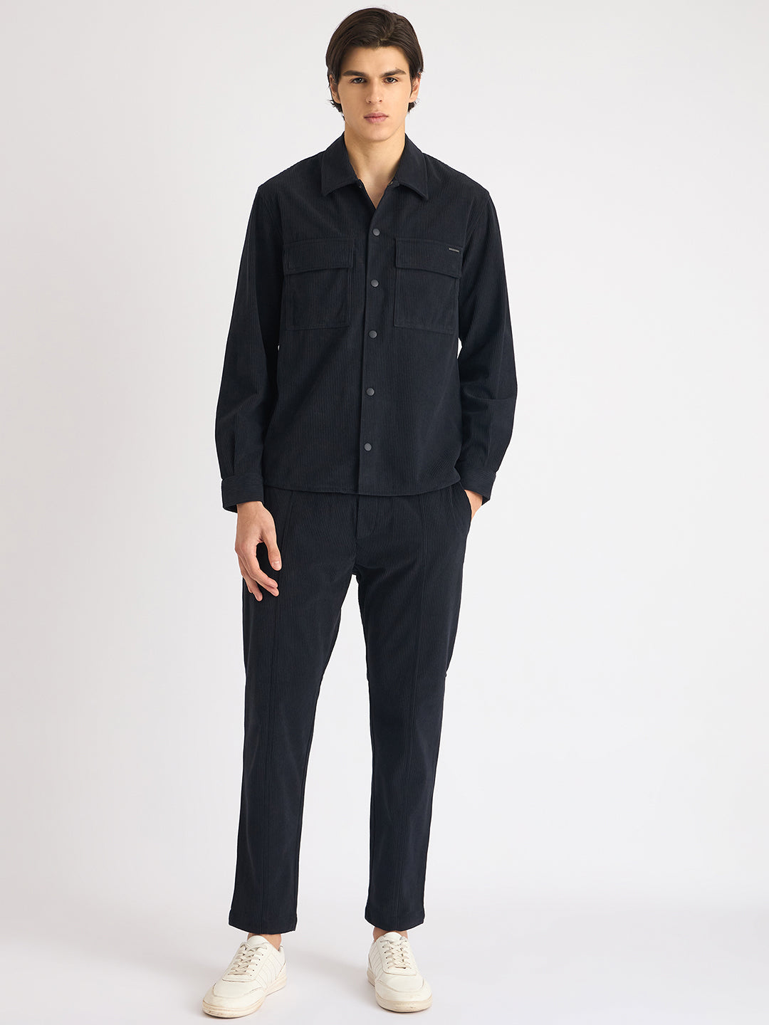 Antony Morato Men Blue Solid Slim Fit Corduroy Trouser