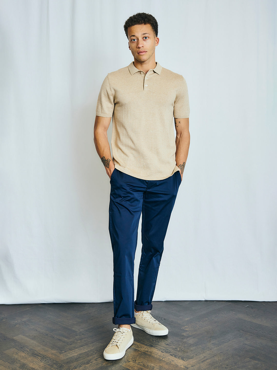 Bruun & Stengade Men Beige Solid Polo Tshirt
