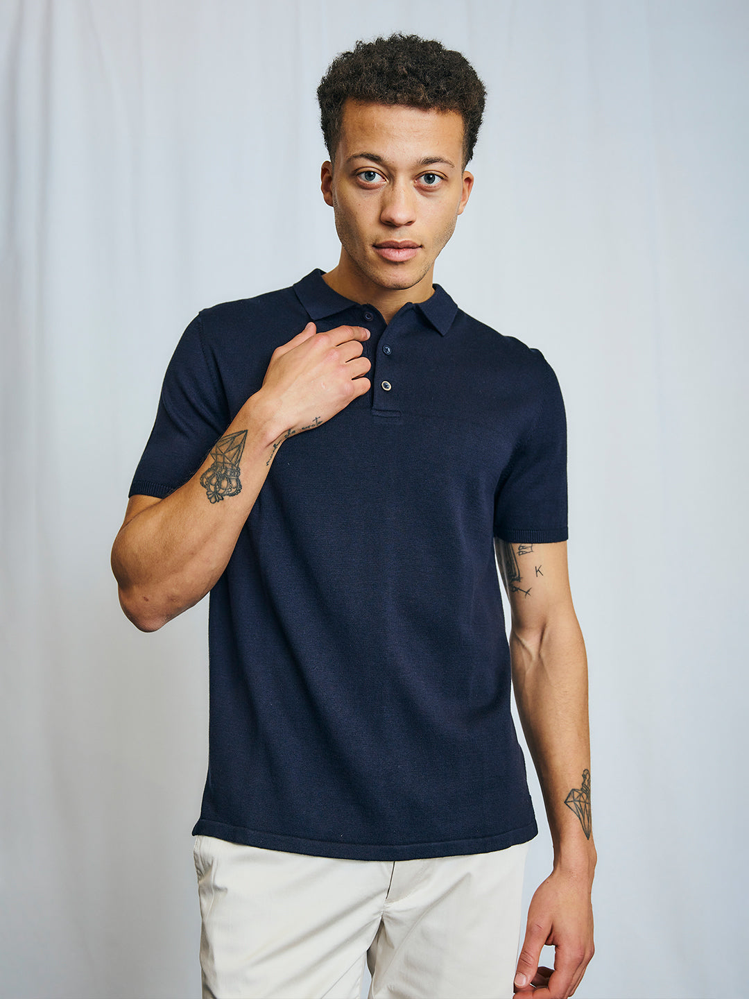 Bruun & Stengade Men Navy Solid Polo Tshirt