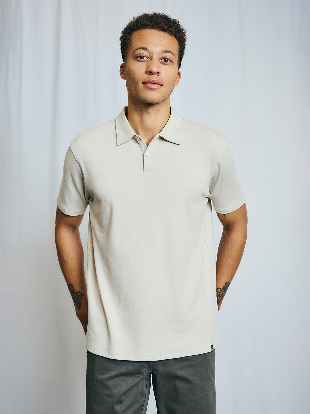 Bruun & Stengade Men Beige Solid Polo Tshirt