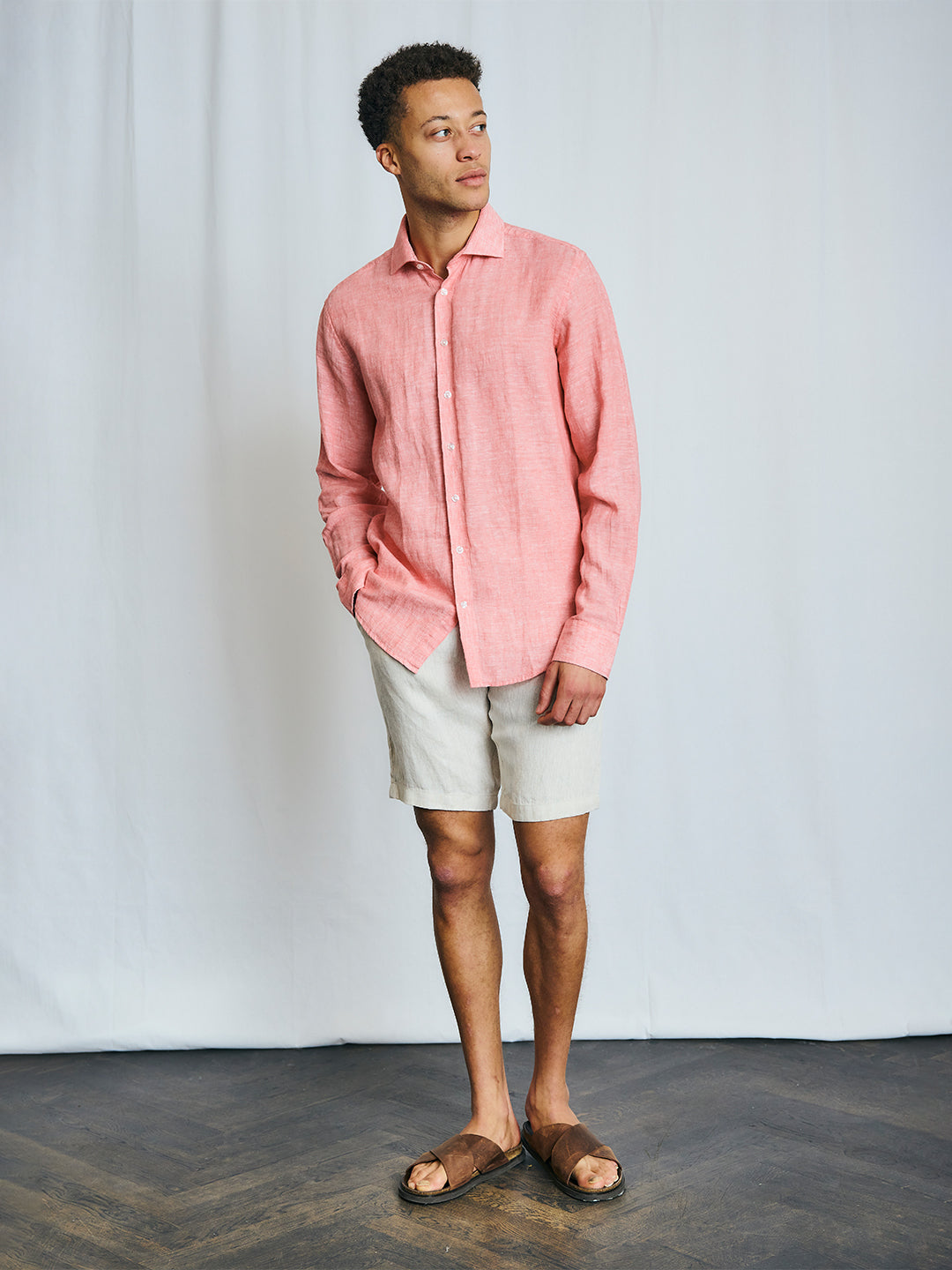 Bruun & Stengade Men Sand Regular Fit Solid Shorts