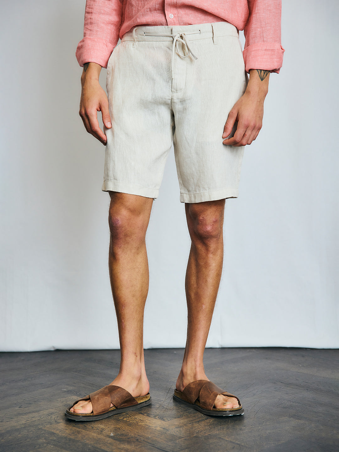 Bruun & Stengade Men Sand Regular Fit Solid Shorts