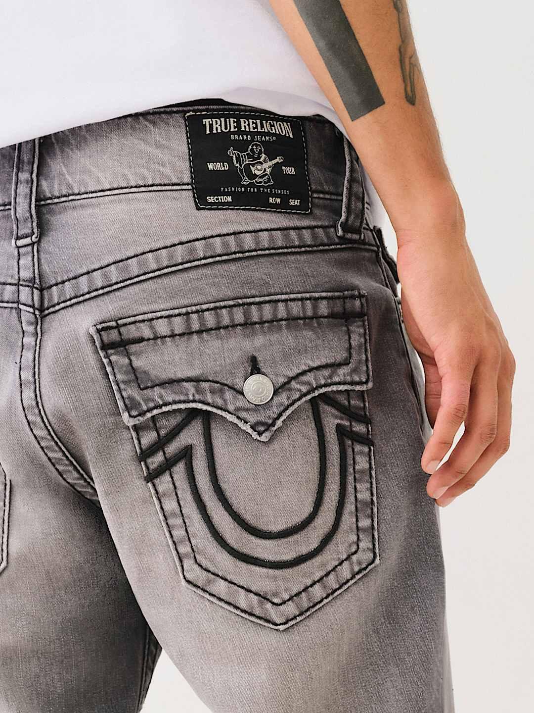 Shop True Religion Big T Ricky Straight Fit Grey Mid Rise Washed