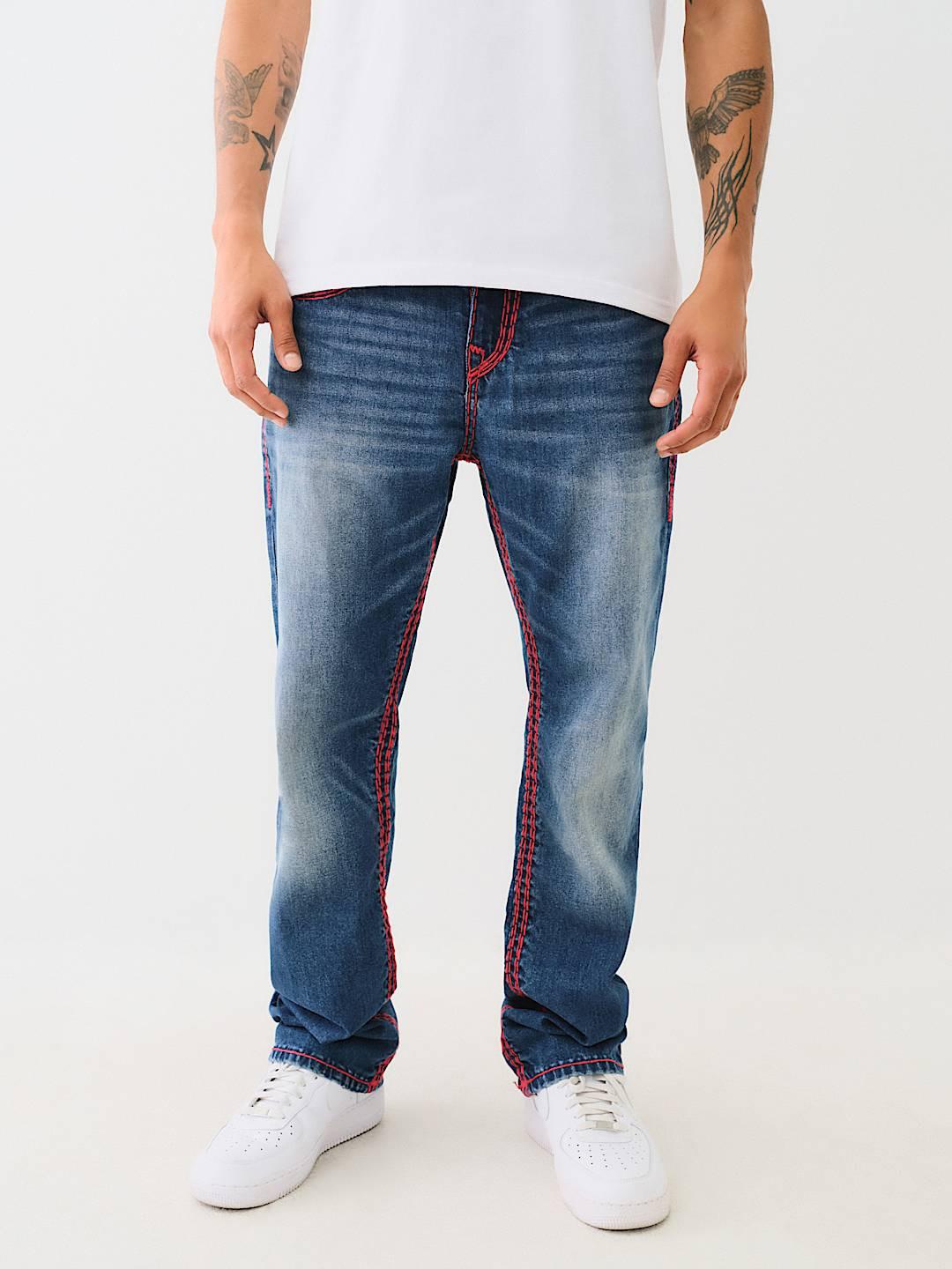 True Religion Men SUPER QT Ricky Straight Fit Dark Wash Jeans