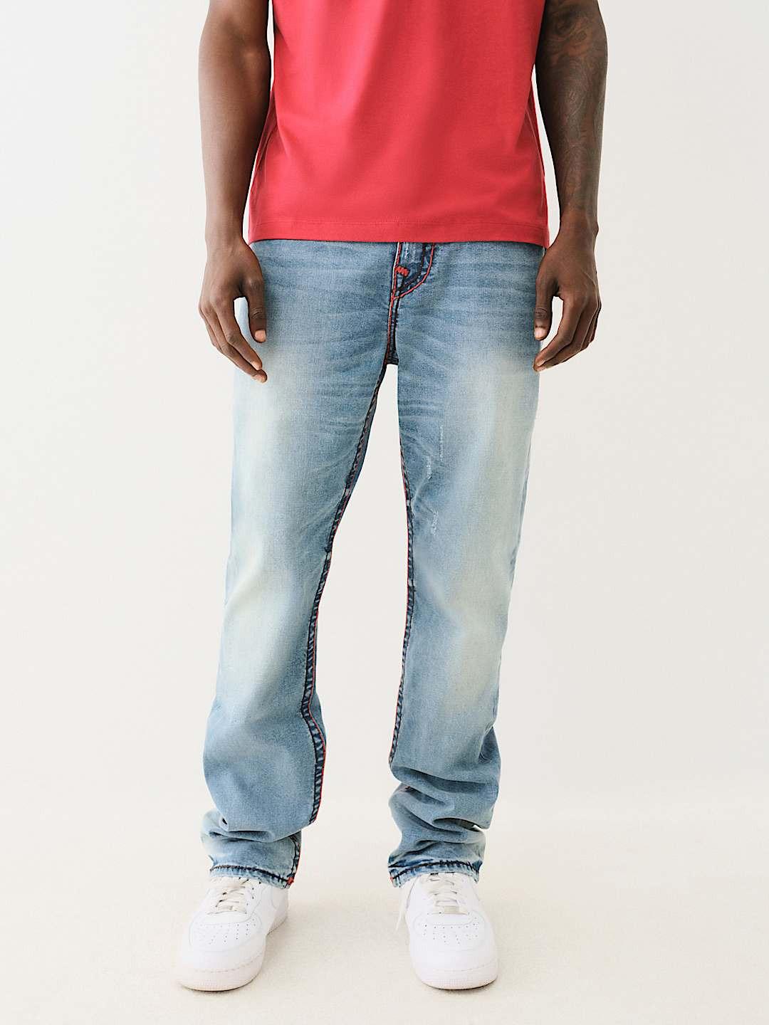 True Religion Men SUPER T Ricky Straight Fit Light Wash Jeans