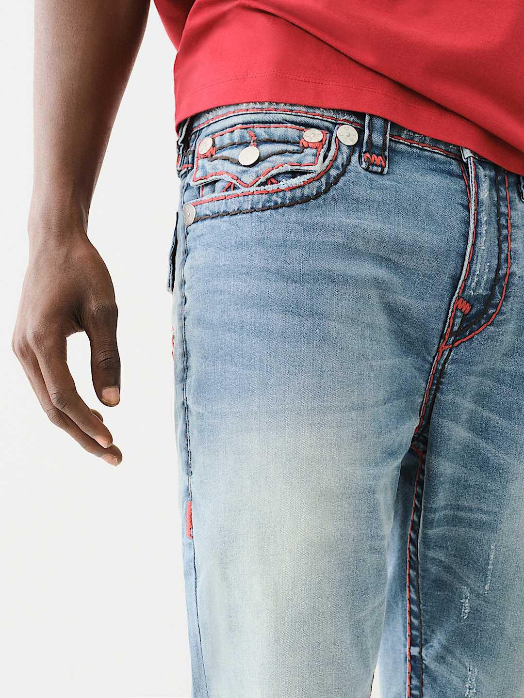 True Religion Men SUPER T Ricky Straight Fit Light Wash Jeans