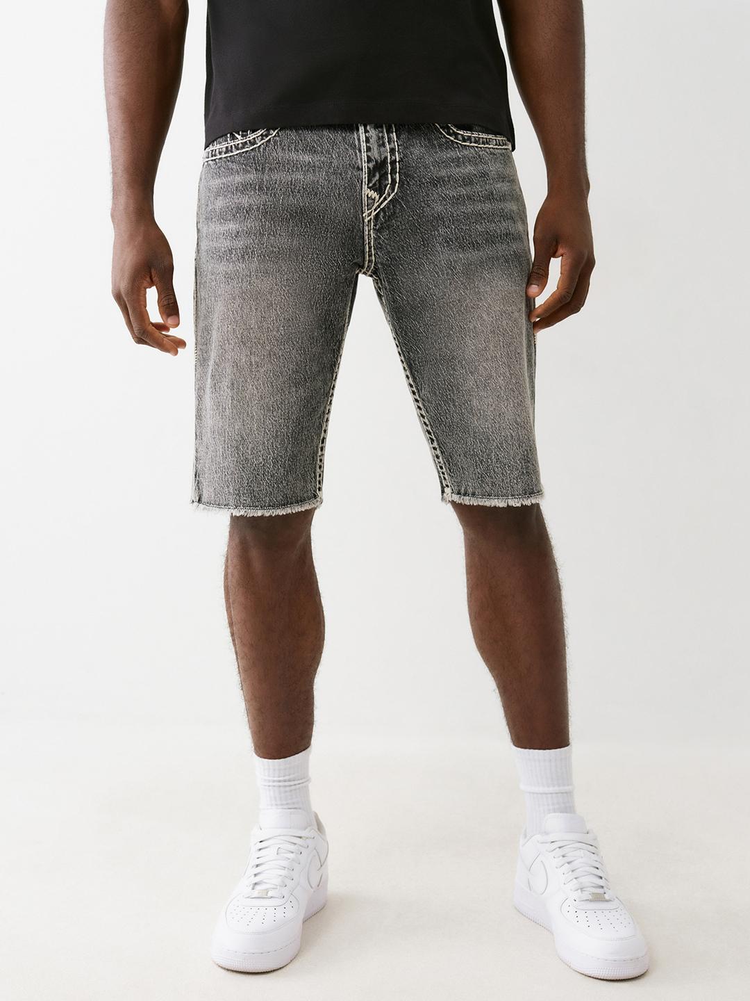 True Religion Men Black Straight Fit Washed Shorts