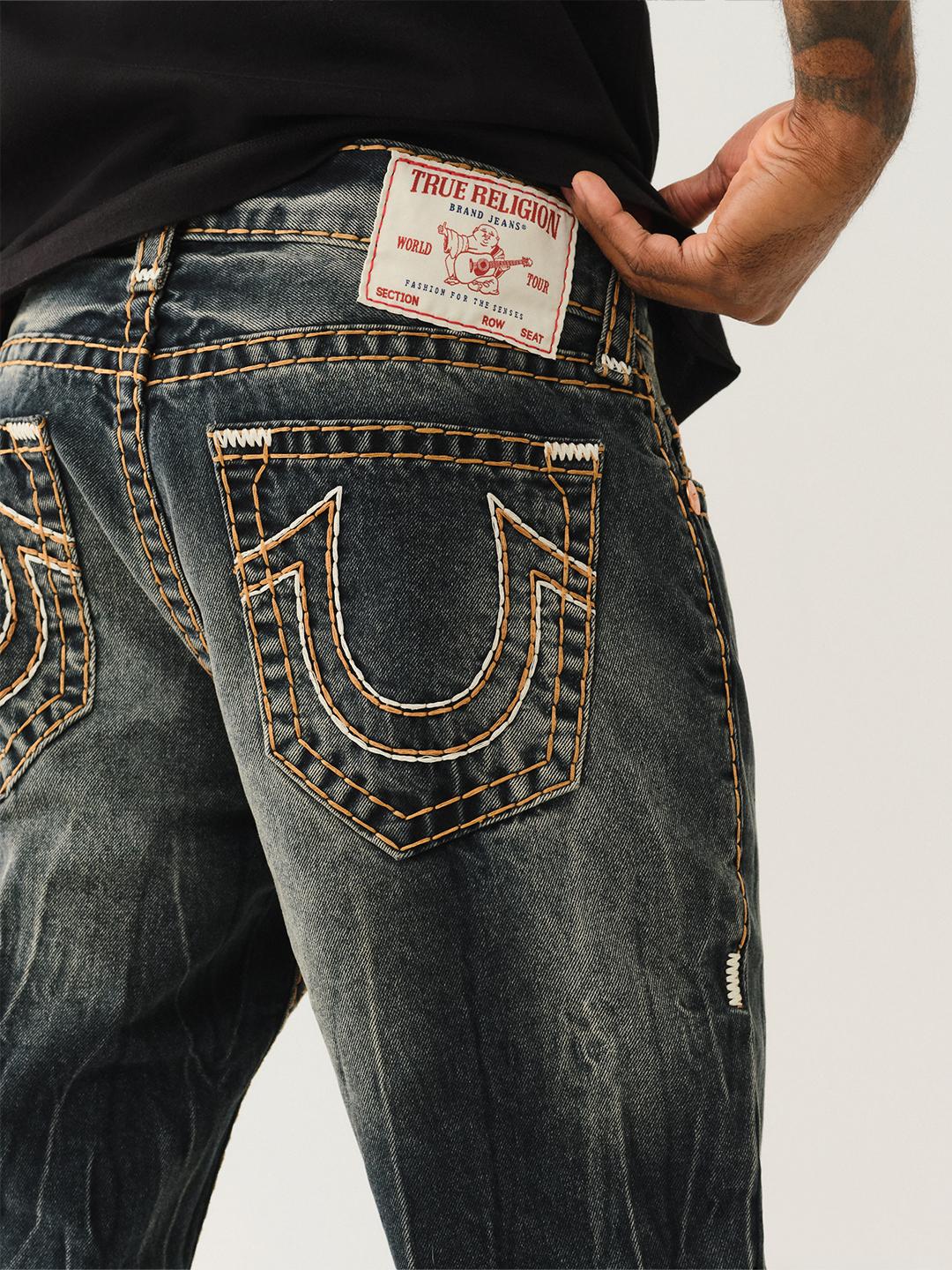 True Religion Men SUPER T Rocco Slim Fit Dark Wash Jeans