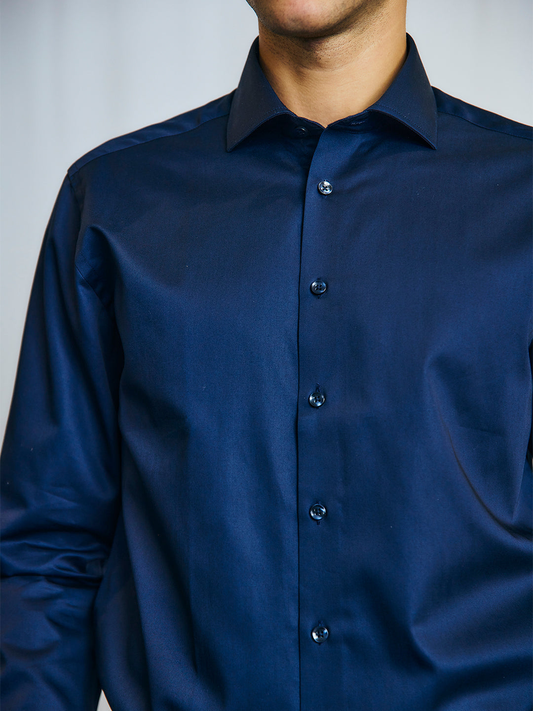 Bruun & Stengade Men Navy Solid Collar Shirt