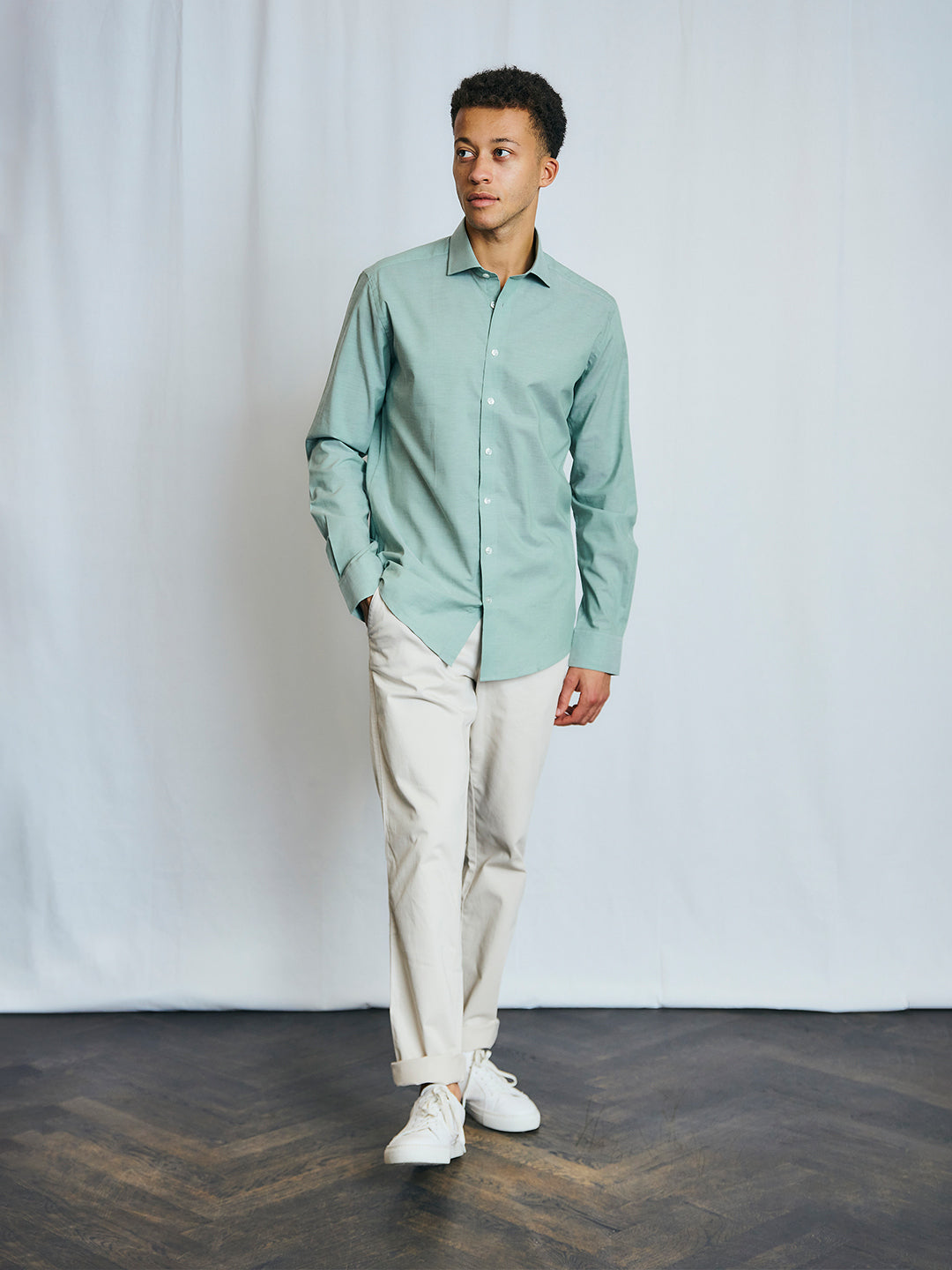 Bruun & Stengade Men Green Solid Collar Shirt