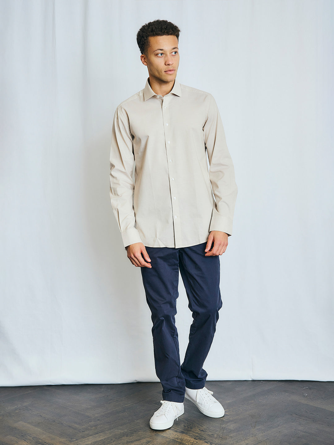 Bruun & Stengade Men Sand Solid Collar Shirt