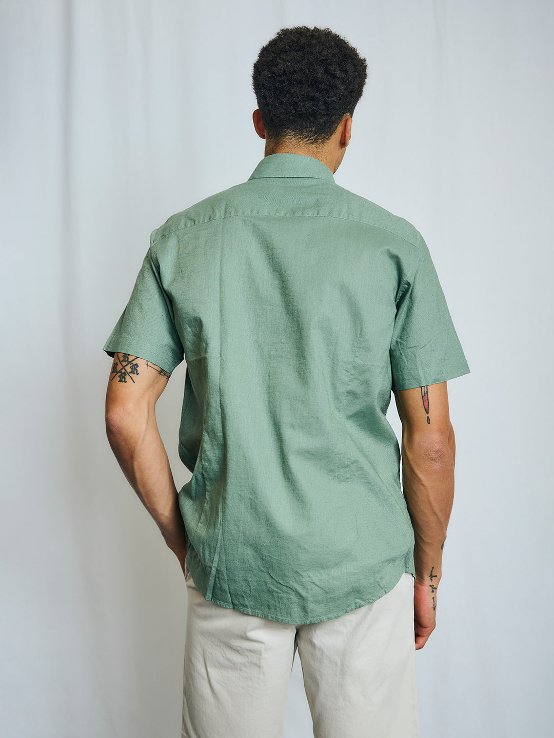 Bruun & Stengade Men Green Solid Collar Shirt