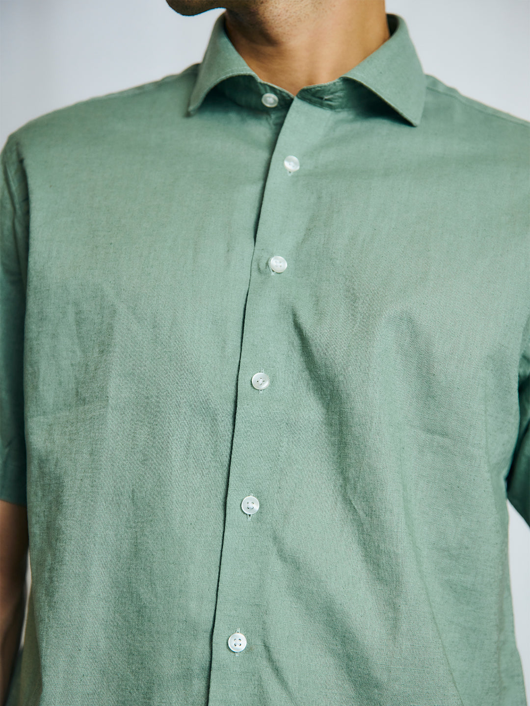 Bruun & Stengade Men Green Solid Collar Shirt