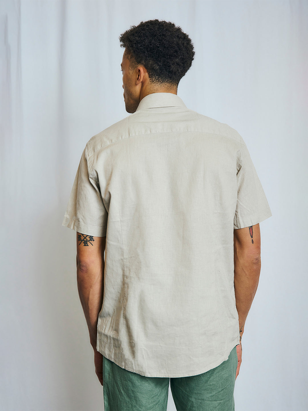 Bruun & Stengade Men Beige Solid Collar Shirt