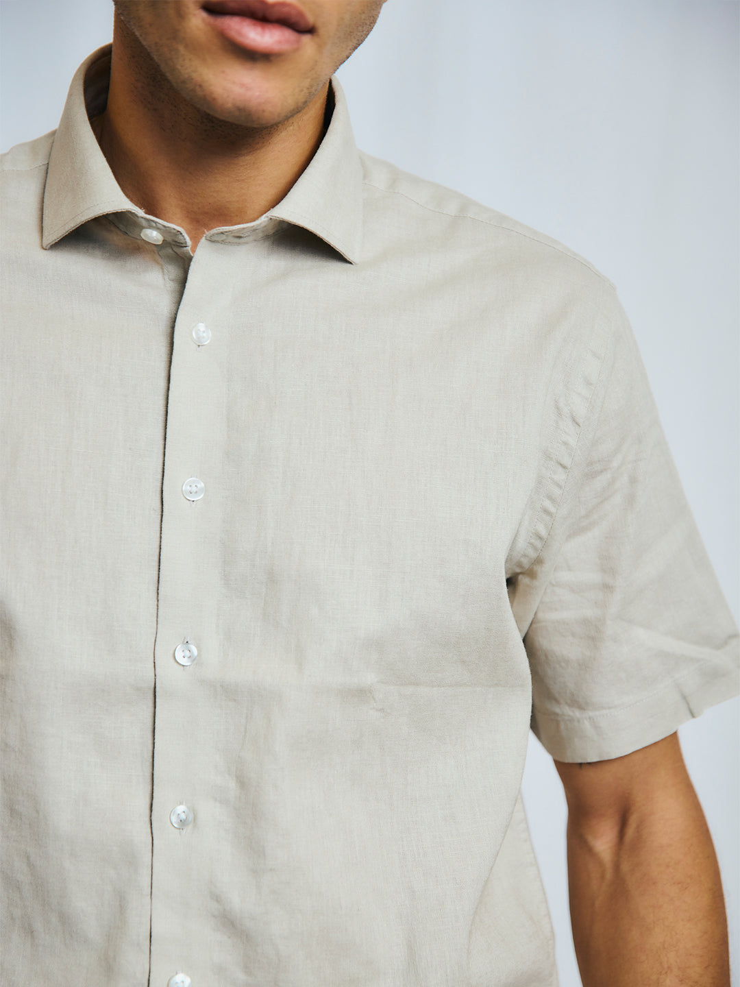 Bruun & Stengade Men Beige Solid Collar Shirt