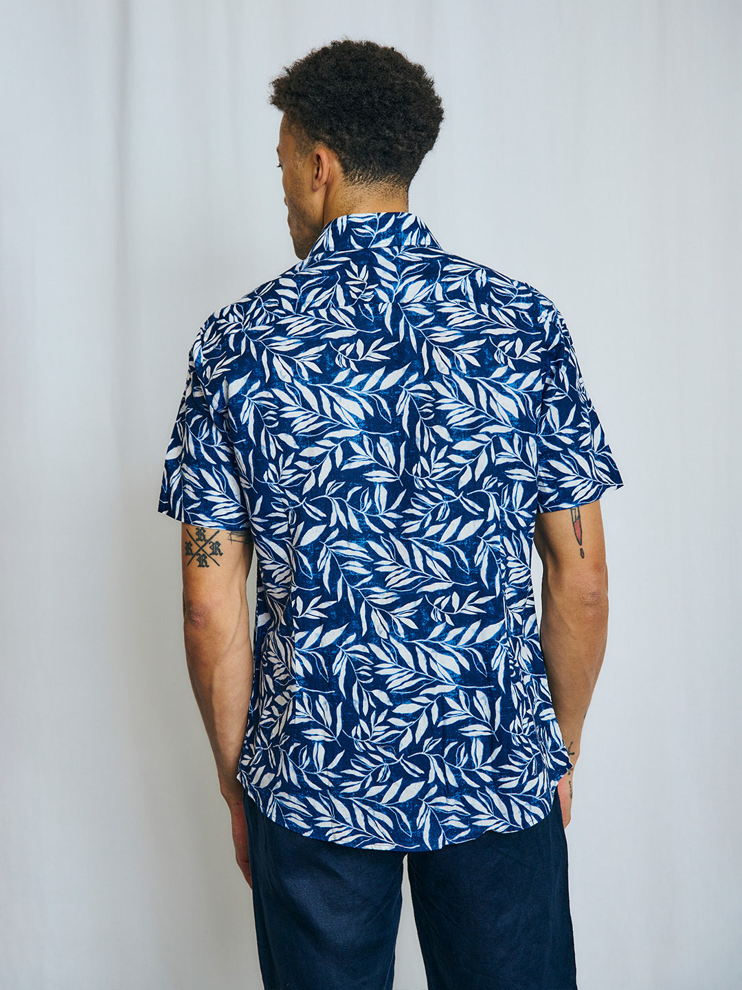 Bruun & Stengade Men Navy Printed Collar Shirt